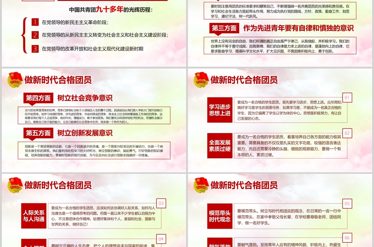 红色学团史做合格共青团员纪念五四运动PPT模板党政党课党建