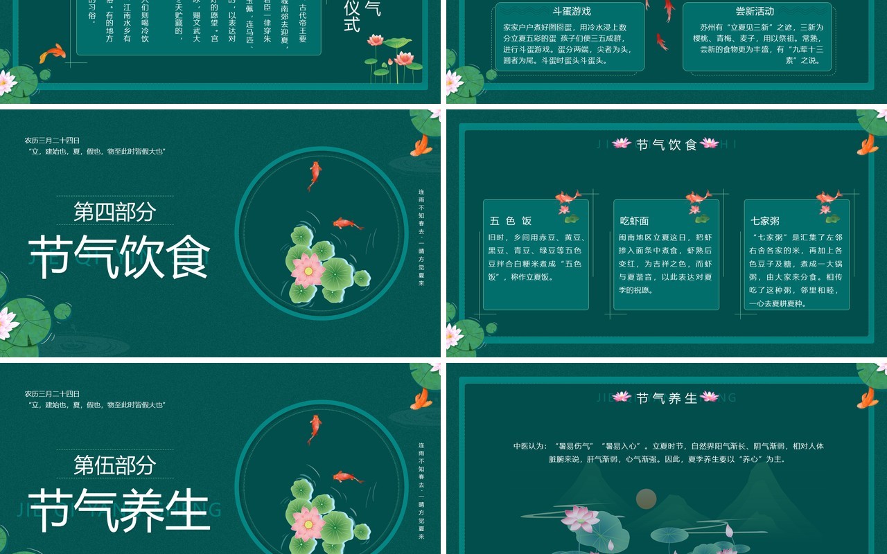 绿色中国风二十四节气之立夏介绍PPT模板