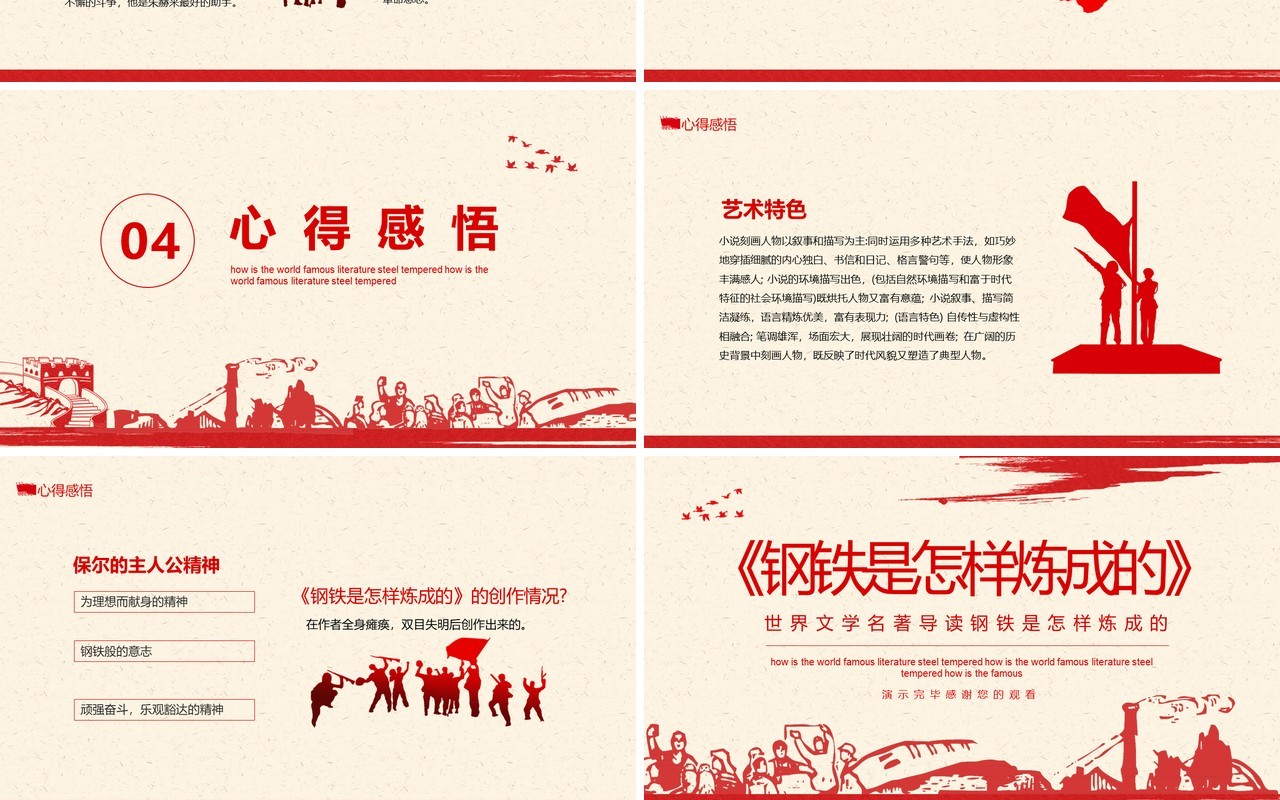 世界文学名著导读钢铁是怎样炼成的动态PPT模板