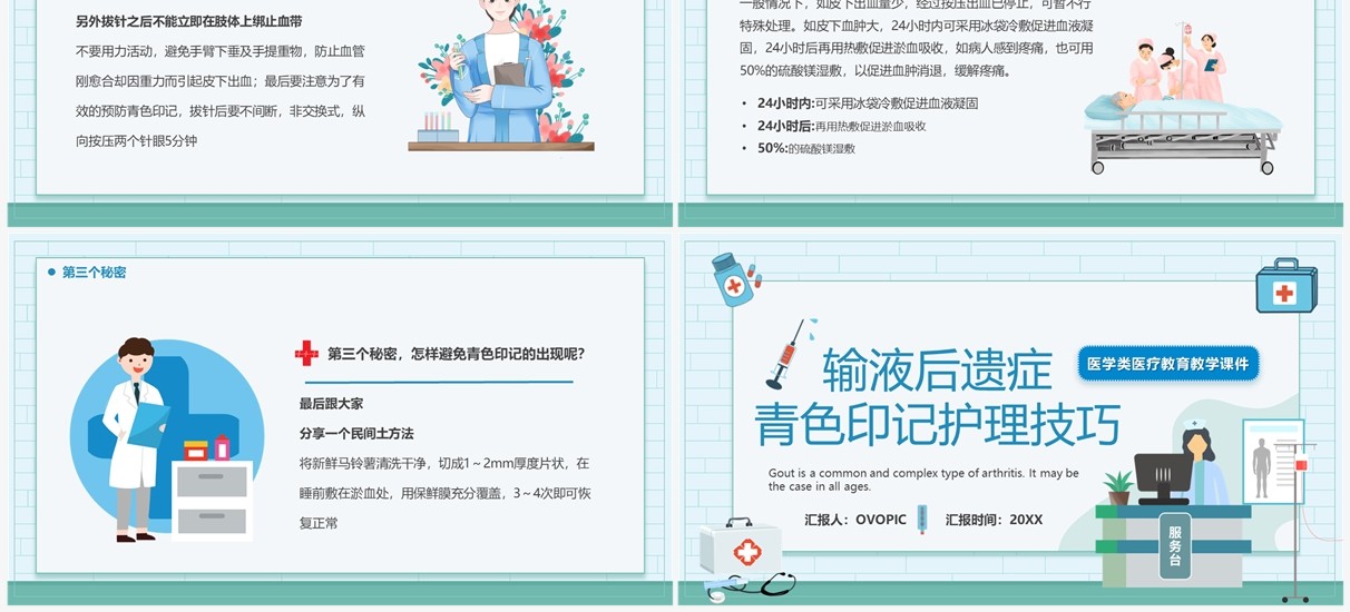 绿色输液后遗症青色印记护理技巧培训PPT模板