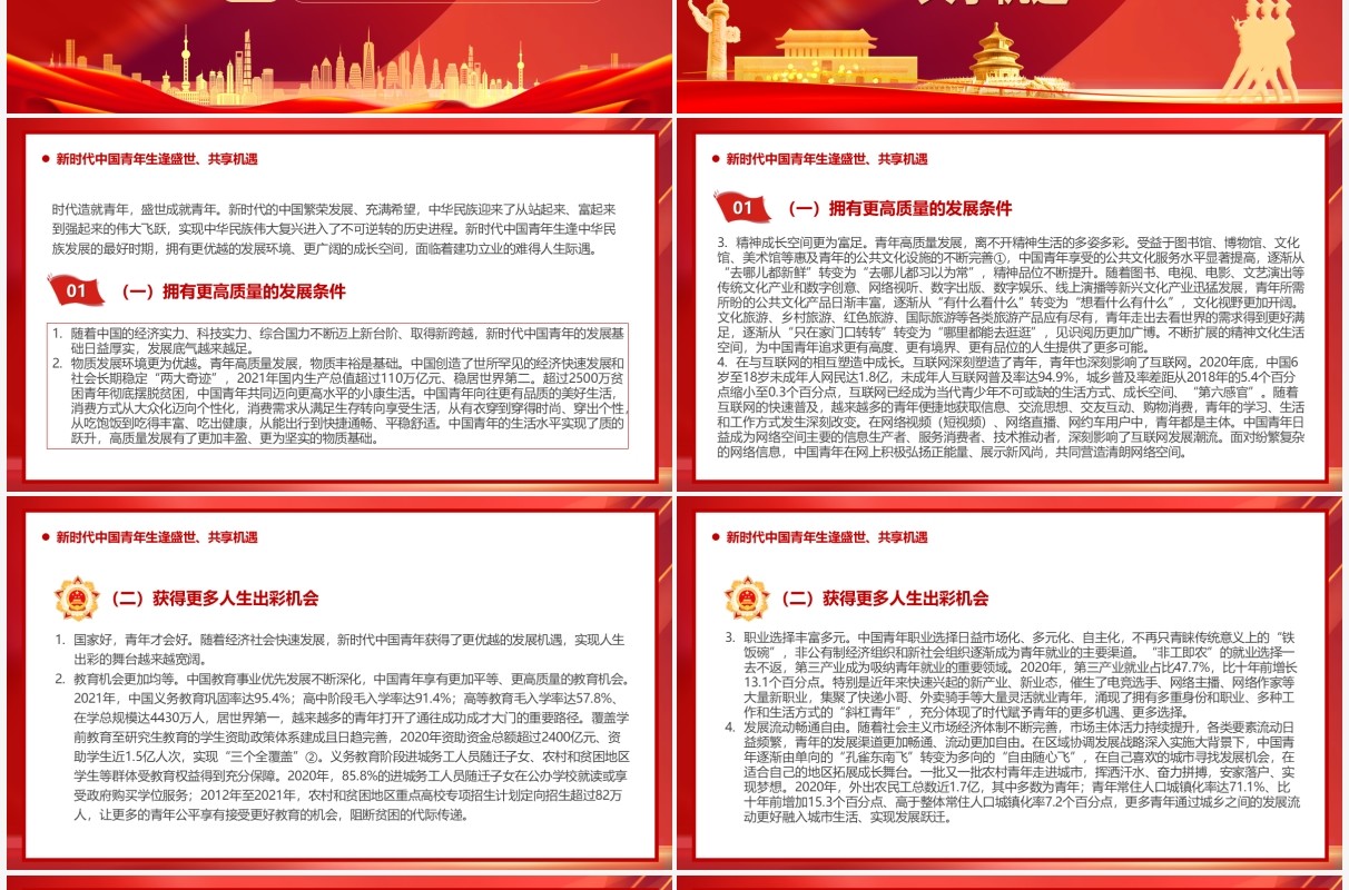 红色新时代的中国青年白皮书PPT模板
