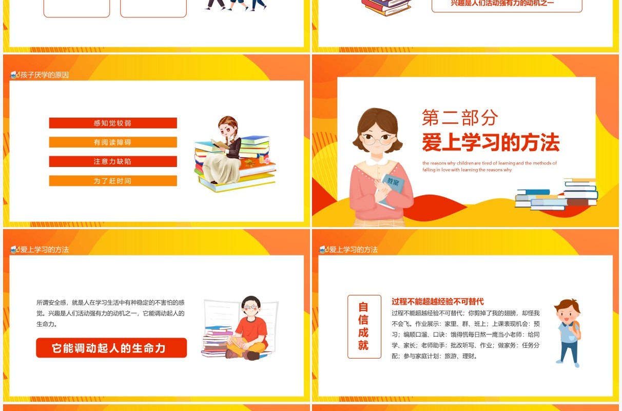 孩子厌学的原因及爱上学习的方法动态PPT模板
