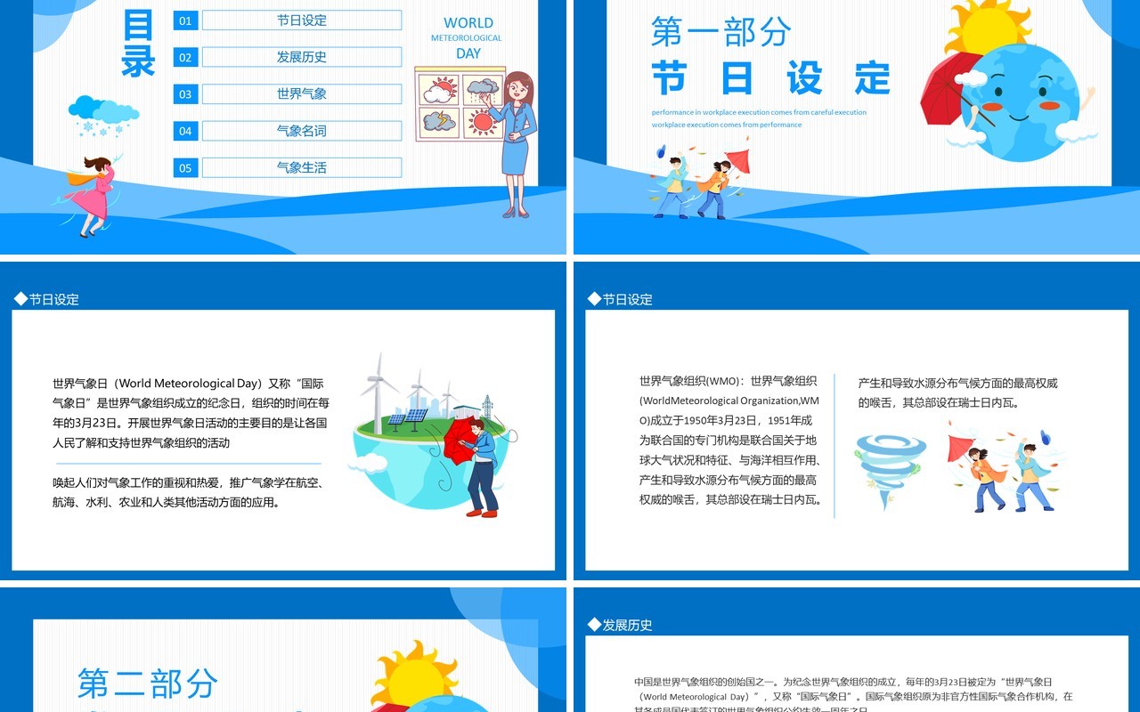 世界气象日环境变化介绍动态PPT模板
