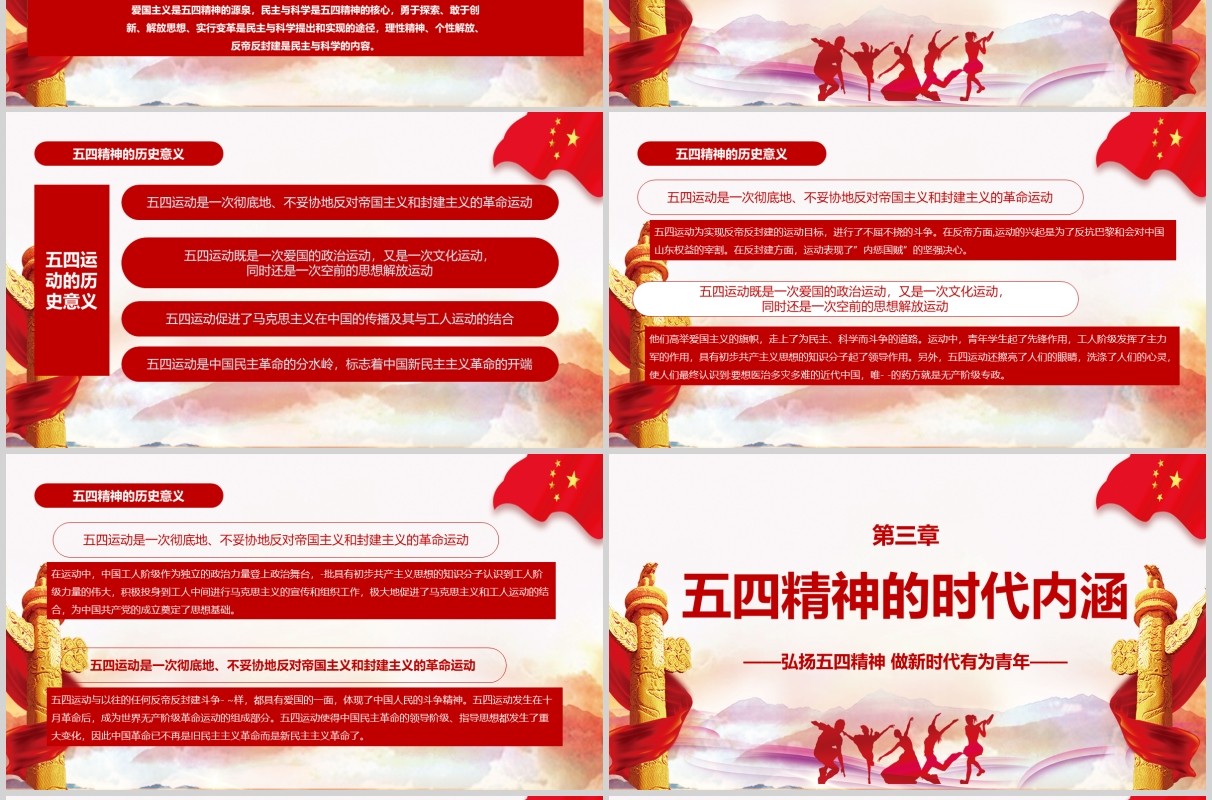 五四精神红色五四共青团团员入团宣传教育党课培训ppt模板