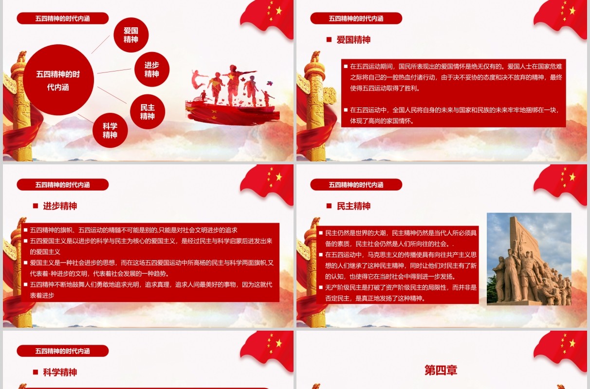 五四精神红色五四共青团团员入团宣传教育党课培训ppt模板
