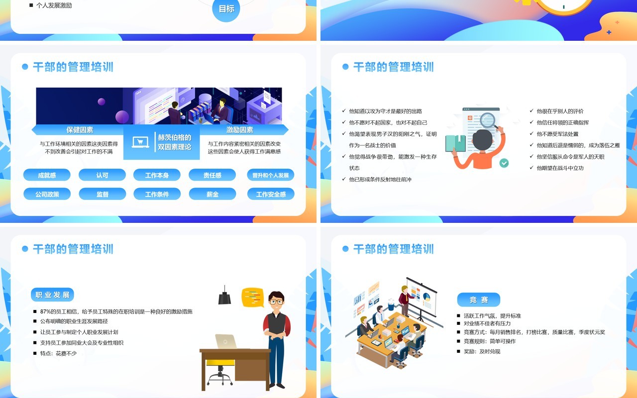 蓝色扁平风企业中层管理干部培训PPT模板