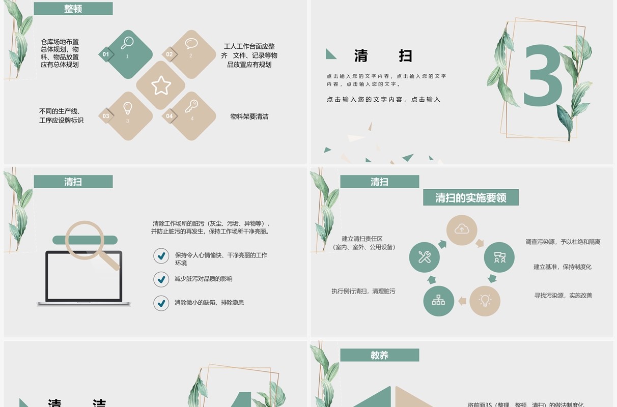 简约小清新6S管理培训PPT模板