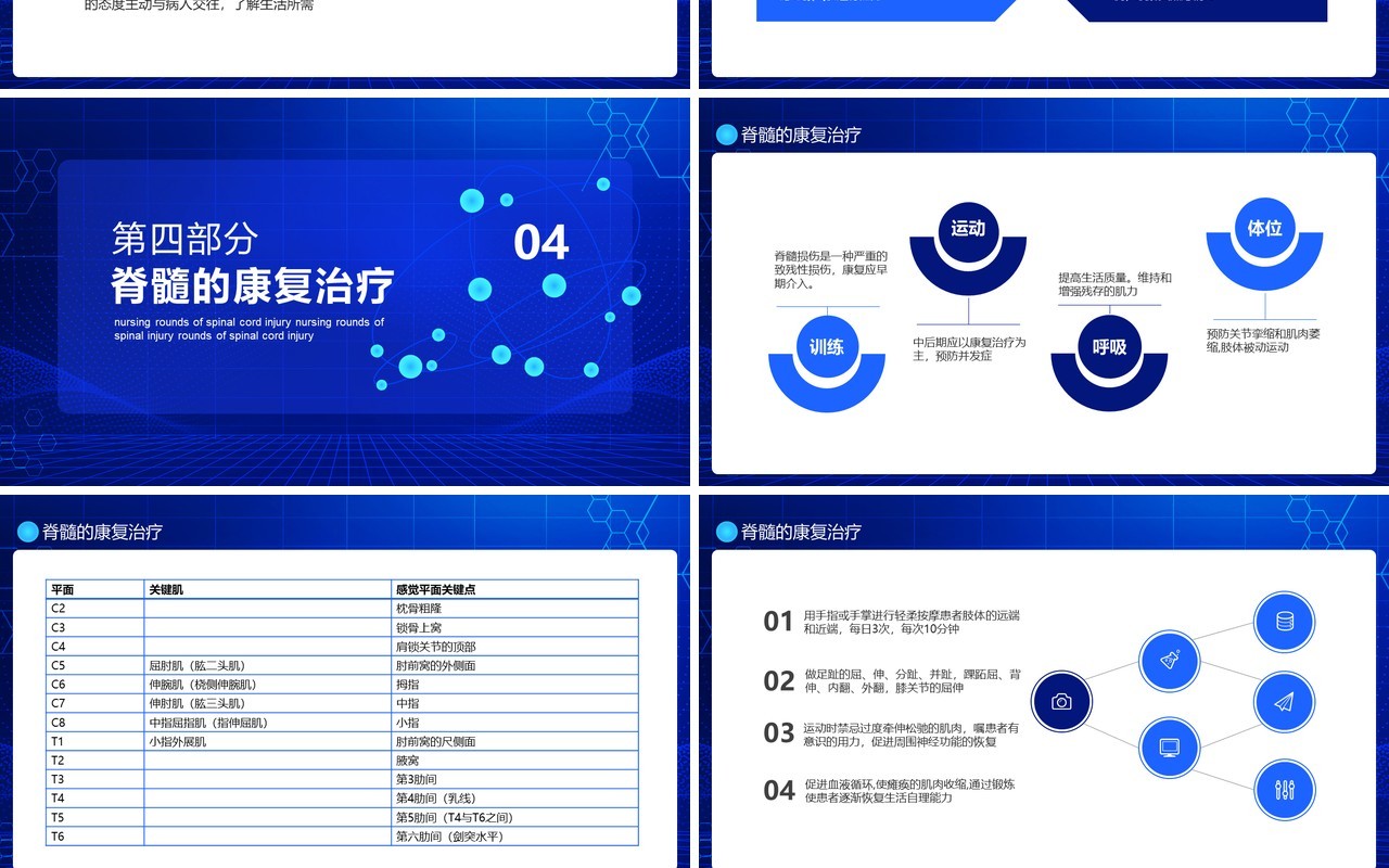 蓝色医院医生脊髓损伤护理查房病例介绍培训知识课件PPT模板