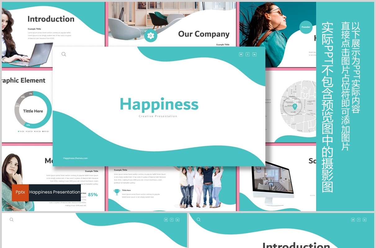 公司简介产品项目介绍PPT模板版式设计Happiness - Powerpoint Template