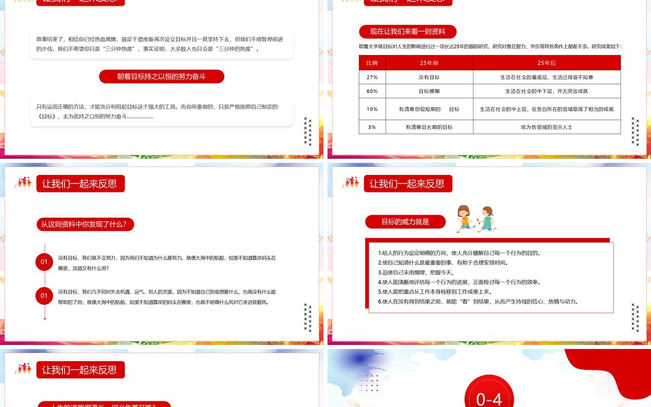 红色简约风学会坚持永不放弃PPT模板