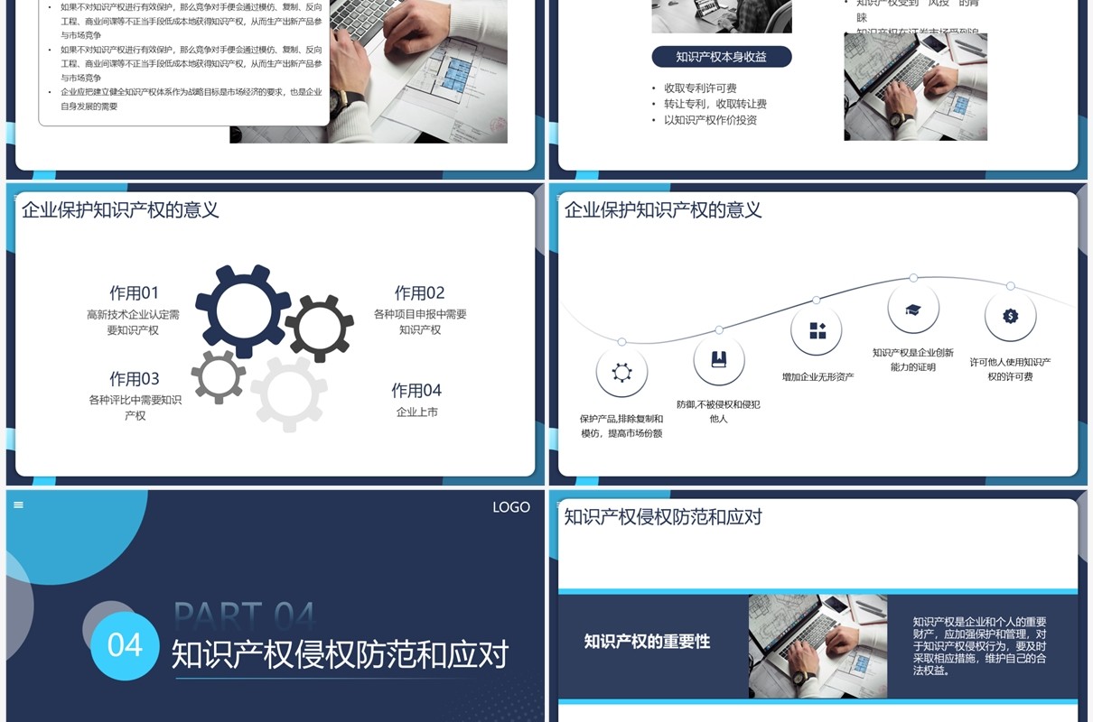 蓝色商务风企业知识产权培训PPT模板