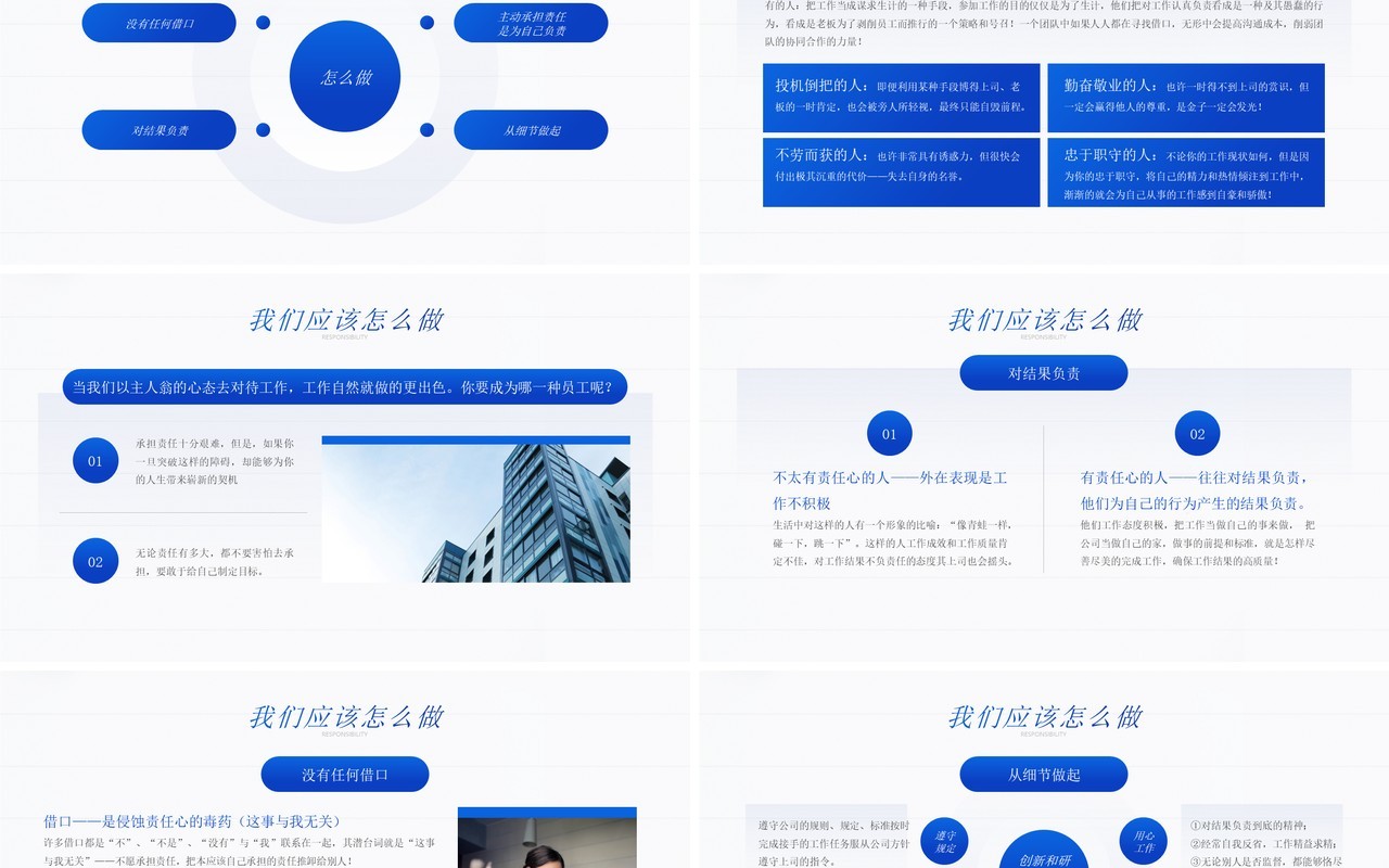 蓝色简约风责任与担当企业文化培训PPT模板