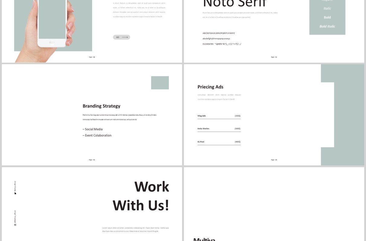 欧美简约PPT图片排版模板Multiva Powerpoint