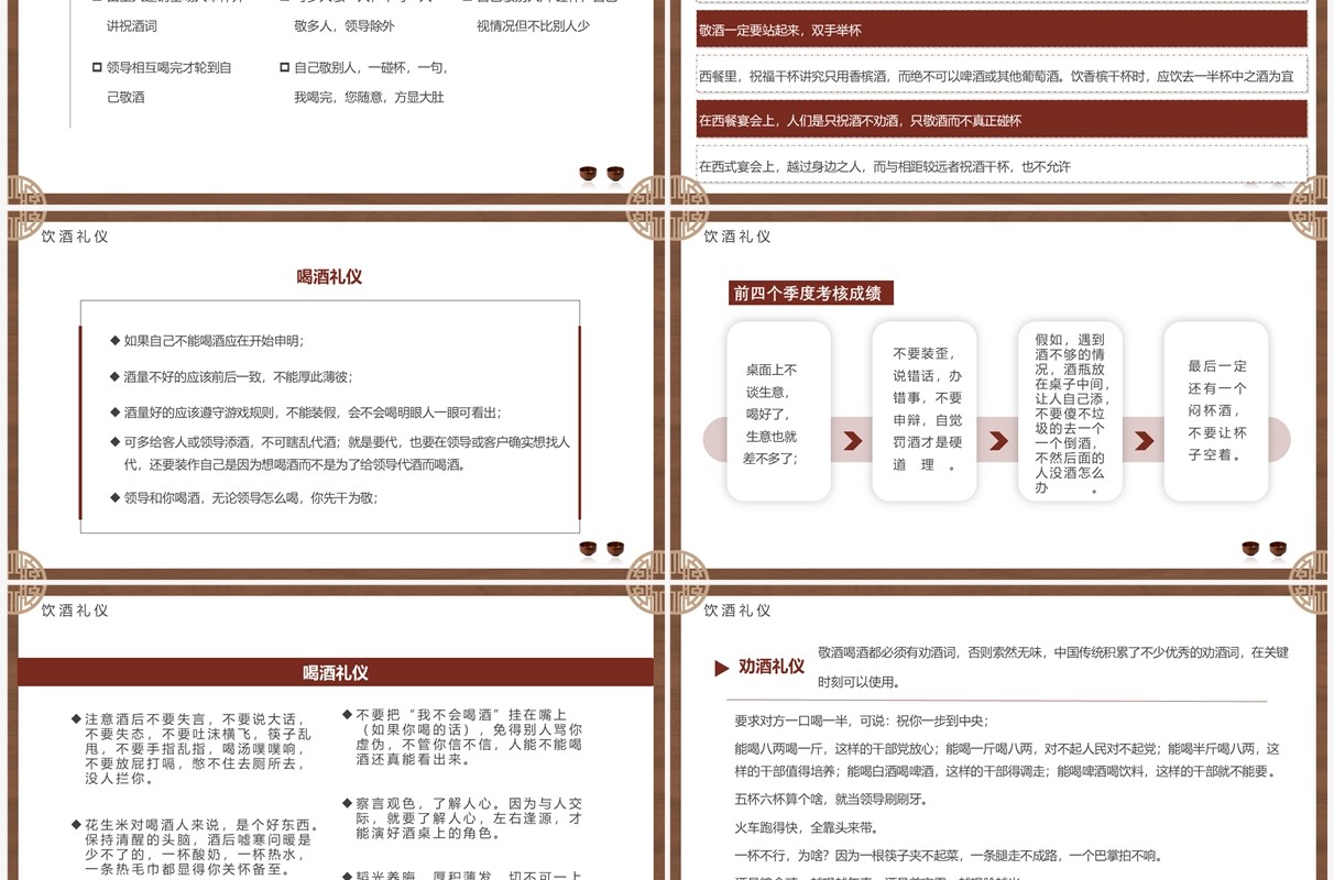 棕色简约风酒桌文化礼仪讲解培训PPT模板