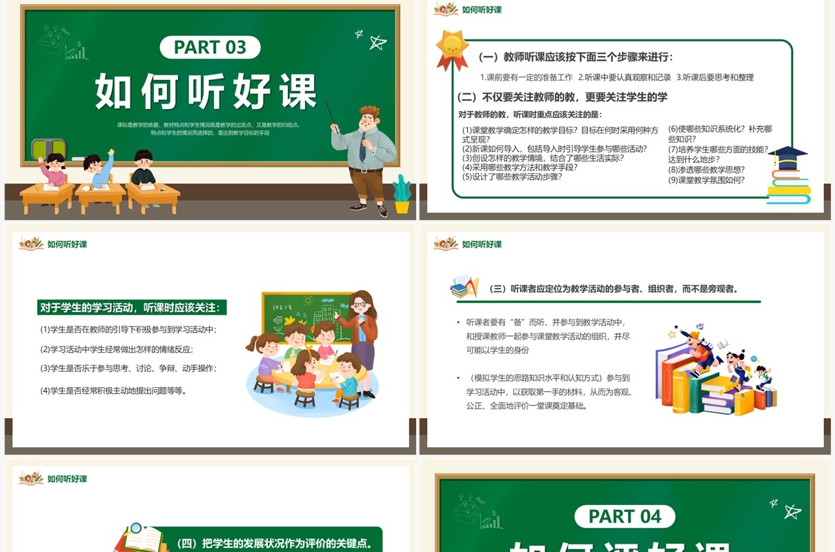 黑板风教师如何做好说讲听评课PPT模板