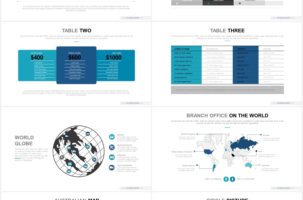 3D宝石蓝信息图表PPT商务模板素材exotic gem powerpoint