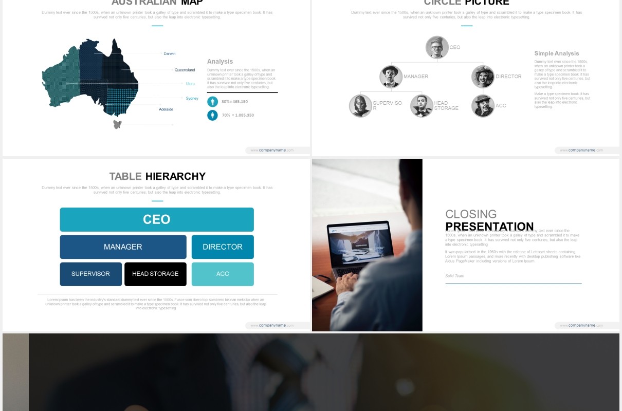 3D宝石蓝信息图表PPT商务模板素材exotic gem powerpoint