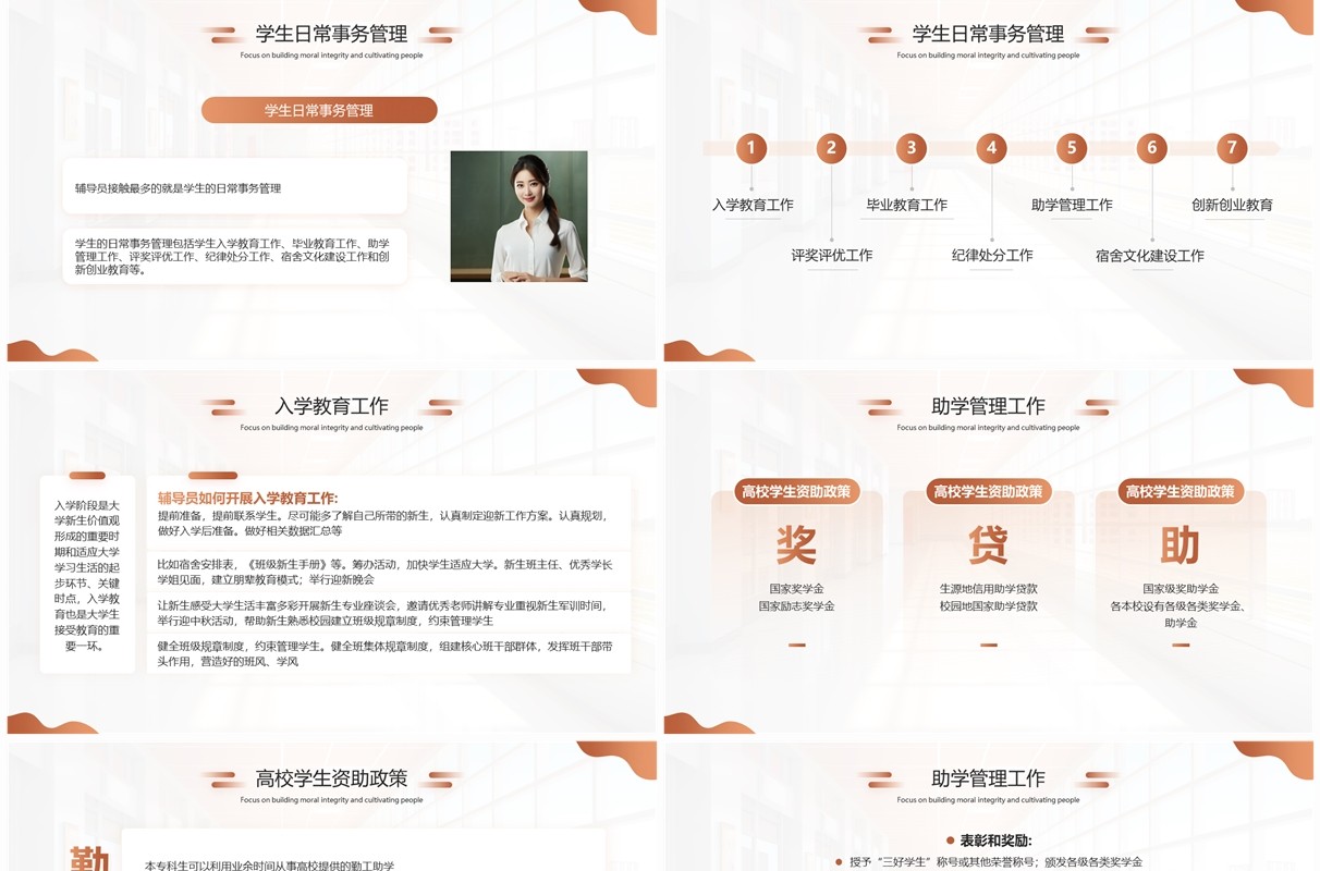 橙色简约大学高校辅导员岗前培训PPT模板