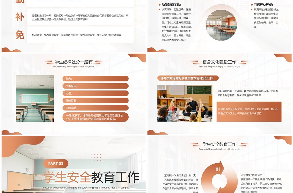 橙色简约大学高校辅导员岗前培训PPT模板