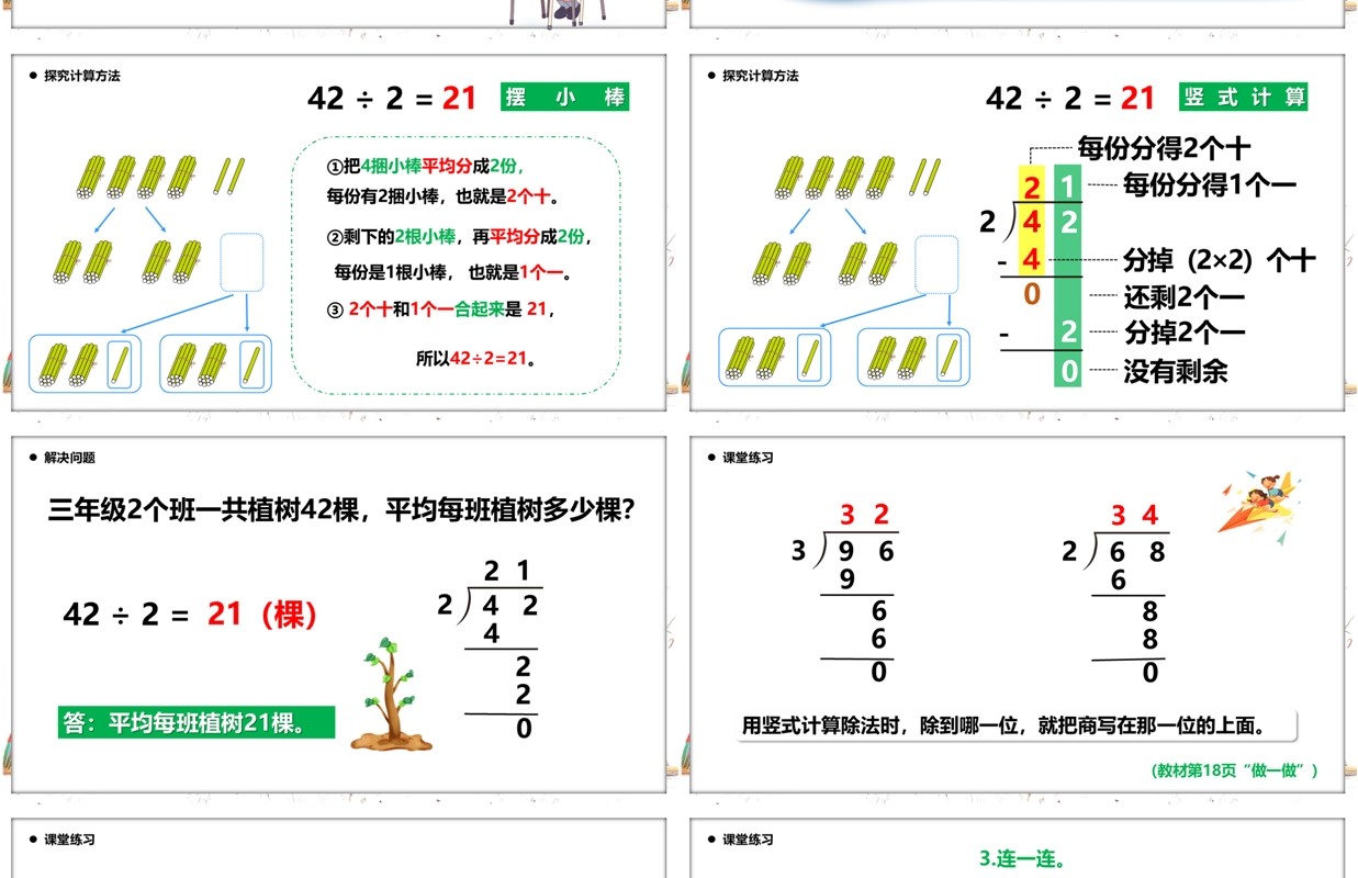 橙色卡通风笔算除法课件PPT模板