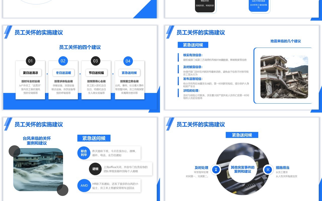 蓝色简约员工关怀管理员工培养企业培训PPT模板
