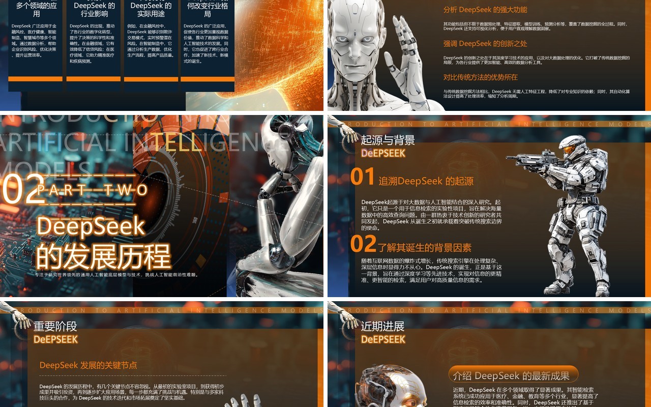 蓝色科技风Deepseek人工智能PPT模版