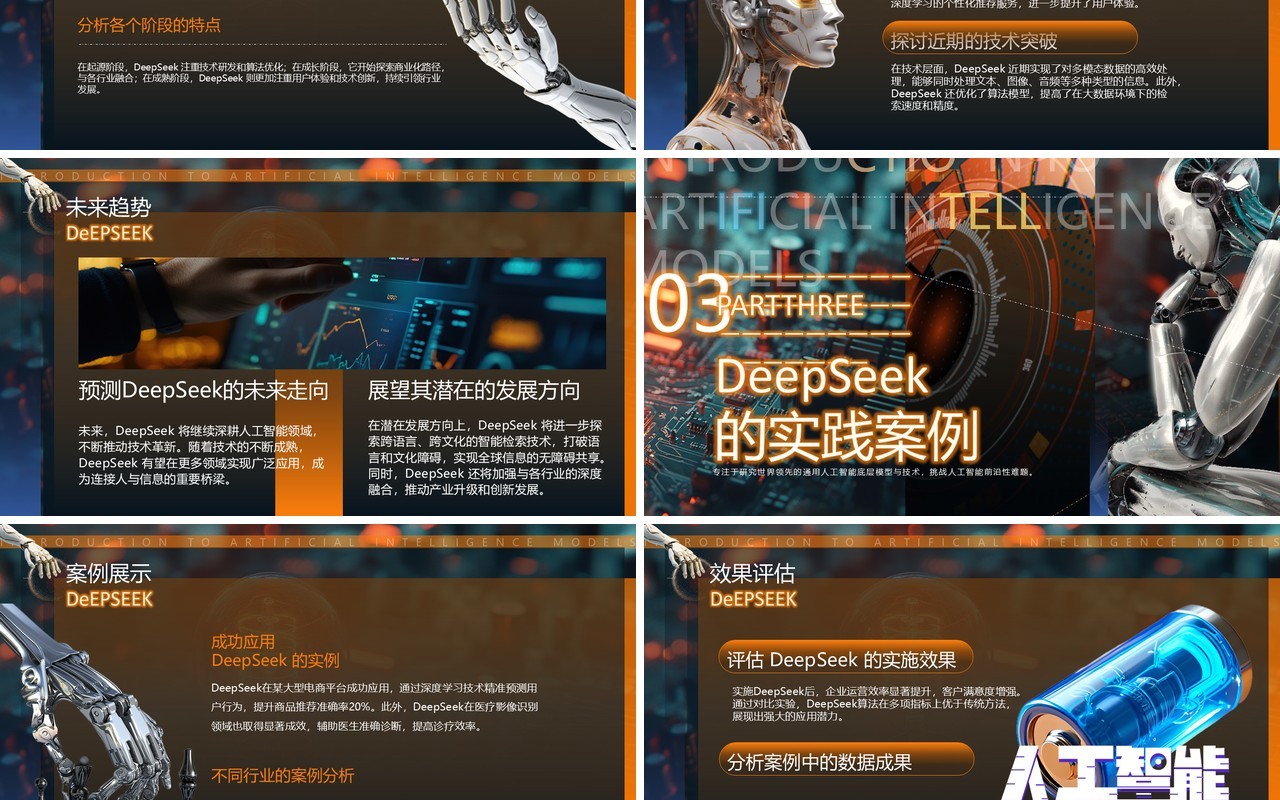 蓝色科技风Deepseek人工智能PPT模版