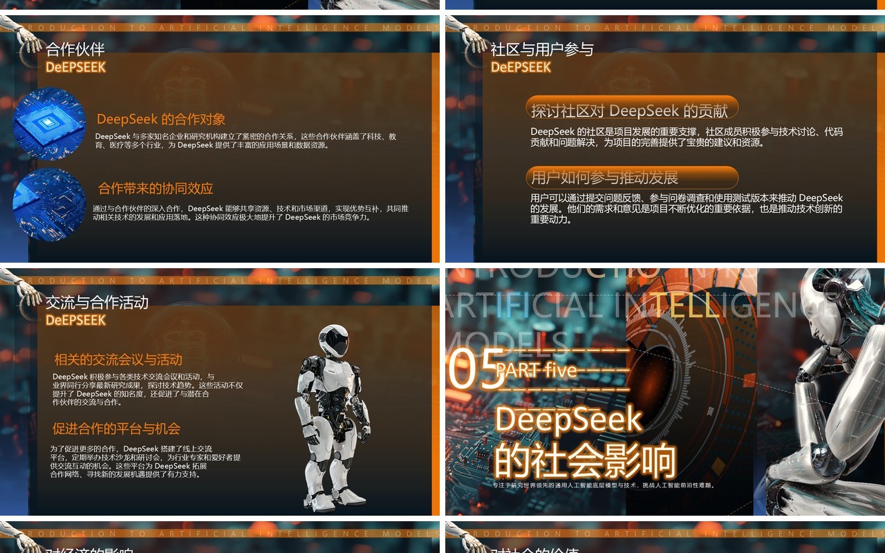 蓝色科技风Deepseek人工智能PPT模版
