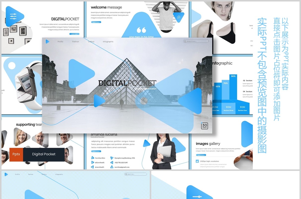 数字公司数据分析产品介绍PPT模板digital pocket powerpoint template