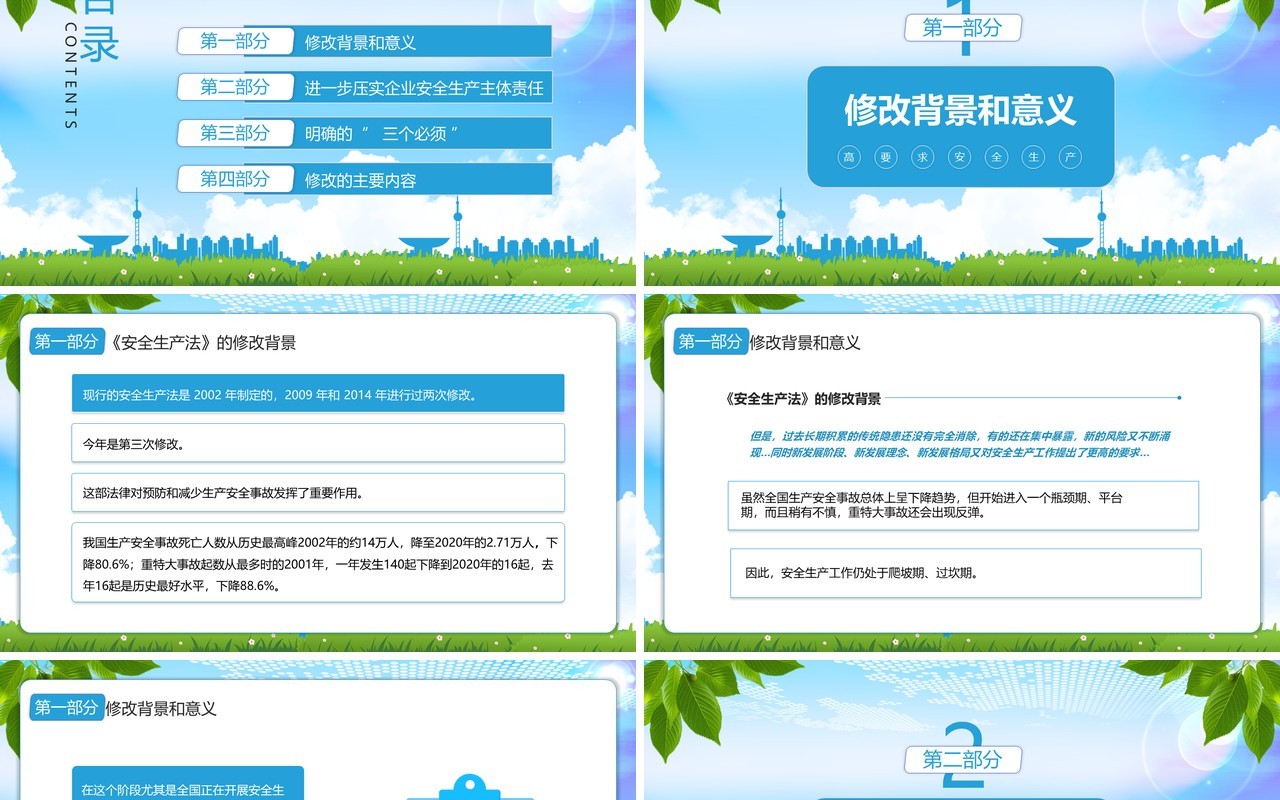 蓝色大气新安全生产法解读培训学习PPT模板