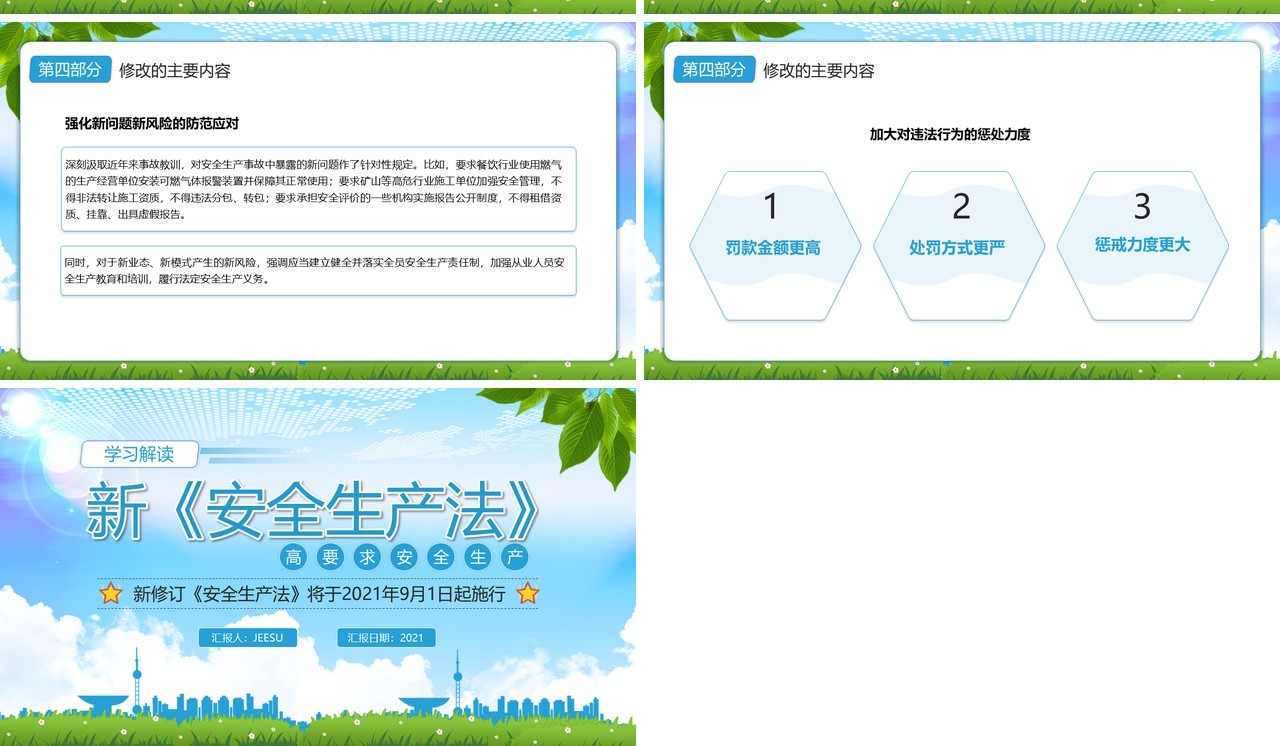 蓝色大气新安全生产法解读培训学习PPT模板