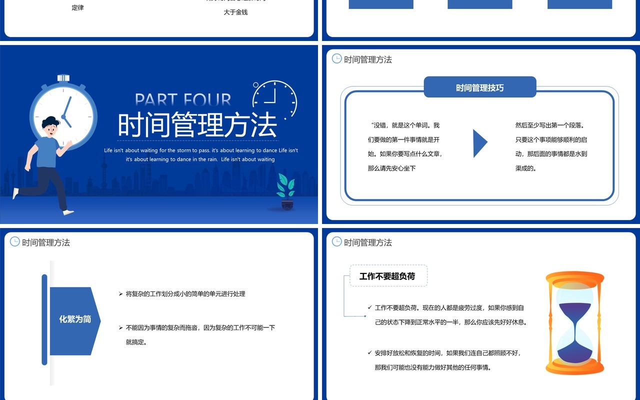 蓝色扁平时间管理培训PPT模板
