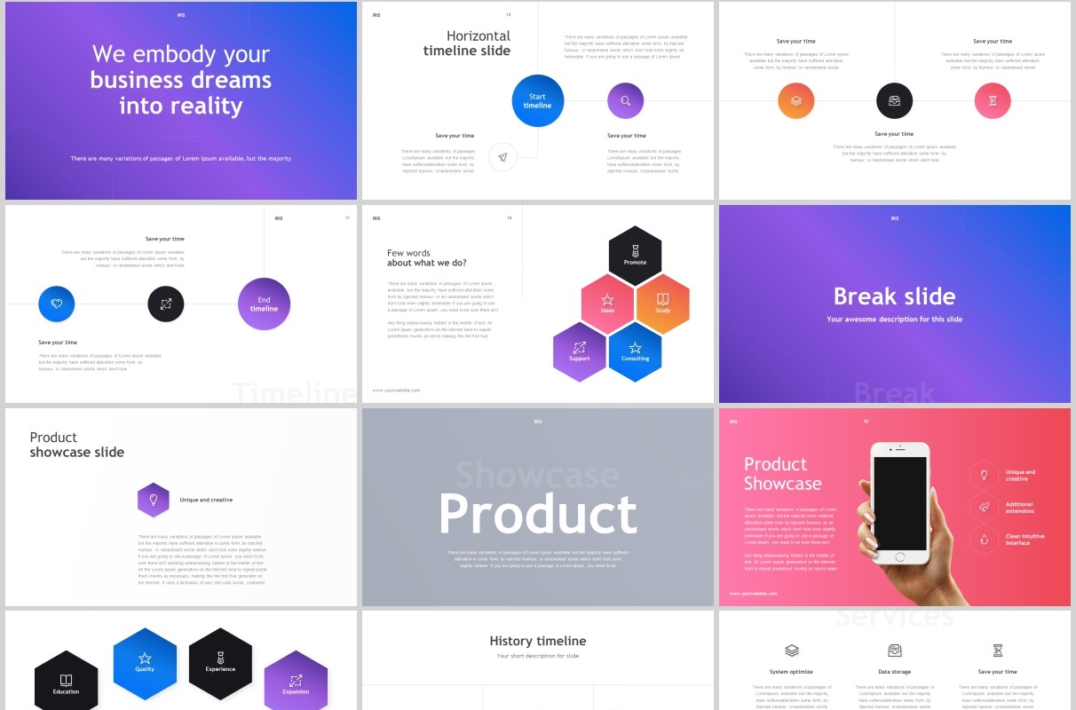 商务信息图片排版PPT模板KEY模板IRIS PowerPoint Template Keynote