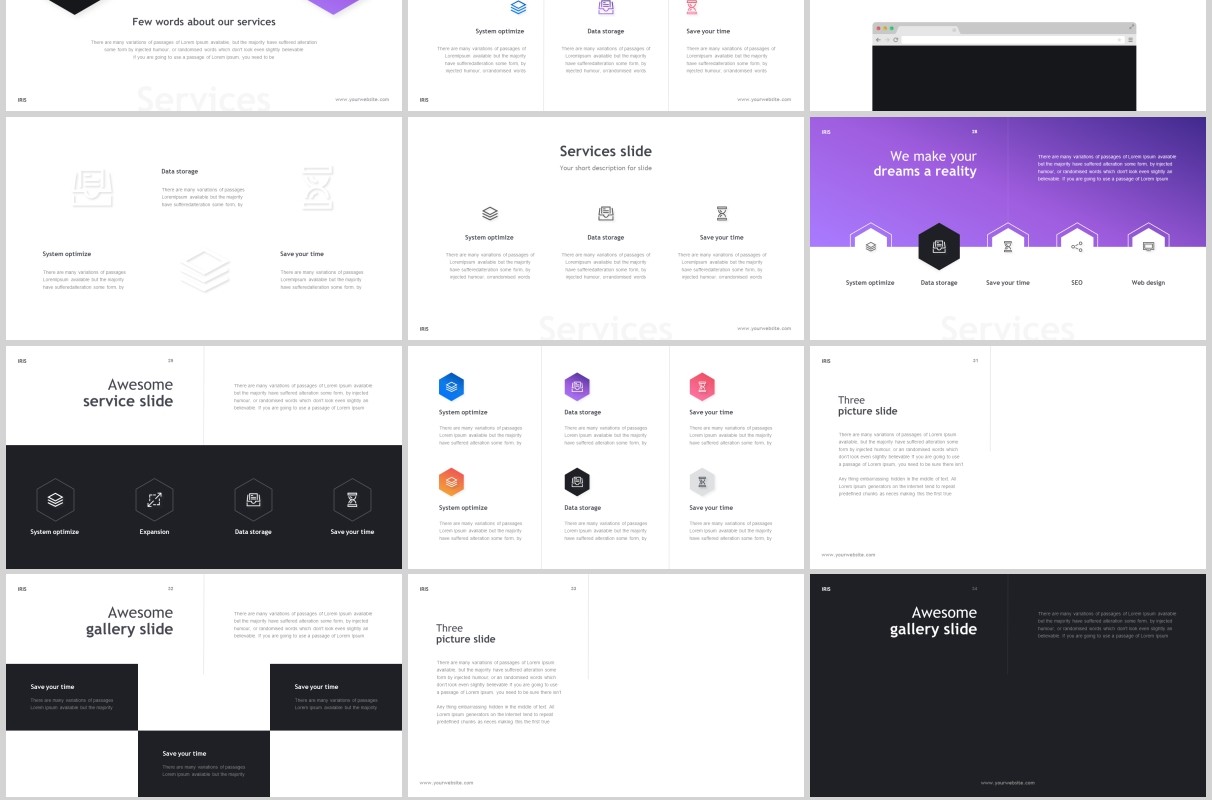 商务信息图片排版PPT模板KEY模板IRIS PowerPoint Template Keynote