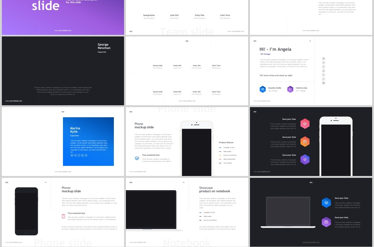商务信息图片排版PPT模板KEY模板IRIS PowerPoint Template Keynote