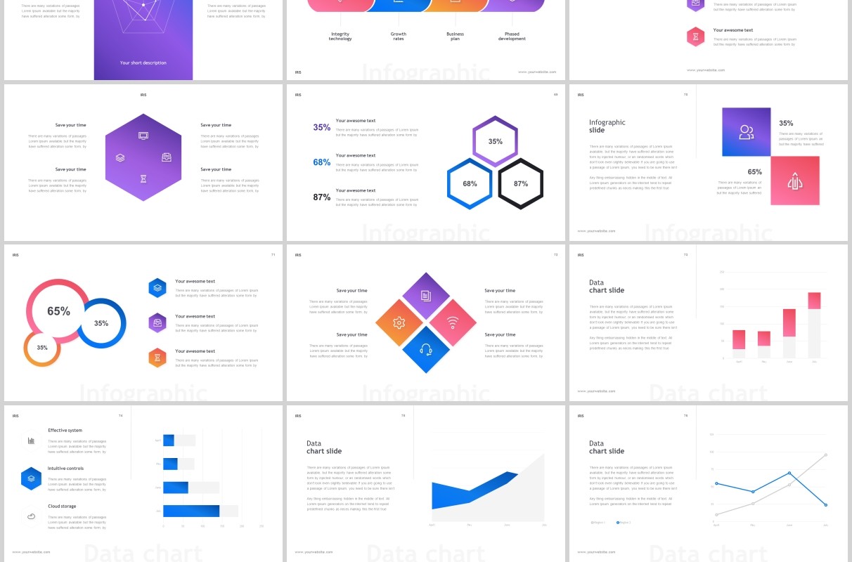 商务信息图片排版PPT模板KEY模板IRIS PowerPoint Template Keynote