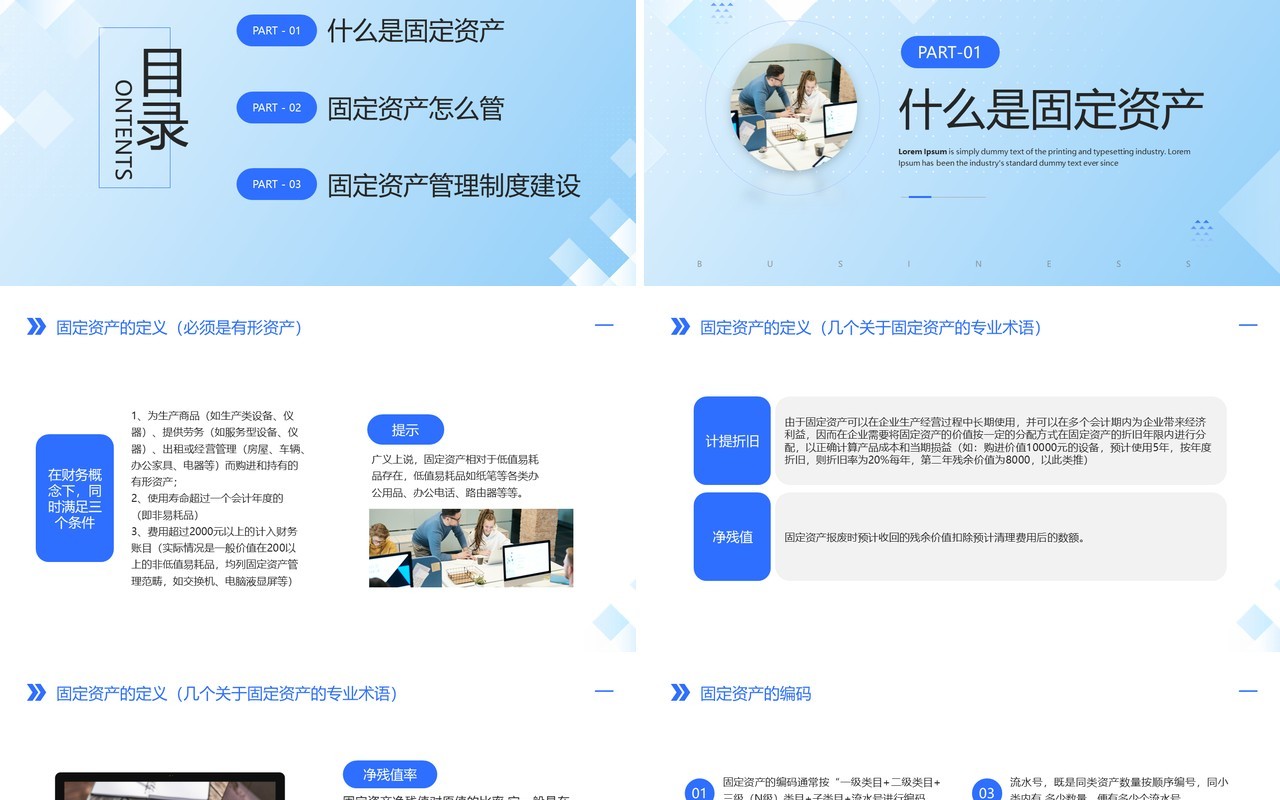 蓝色企业固定资产管理培训PPT模板