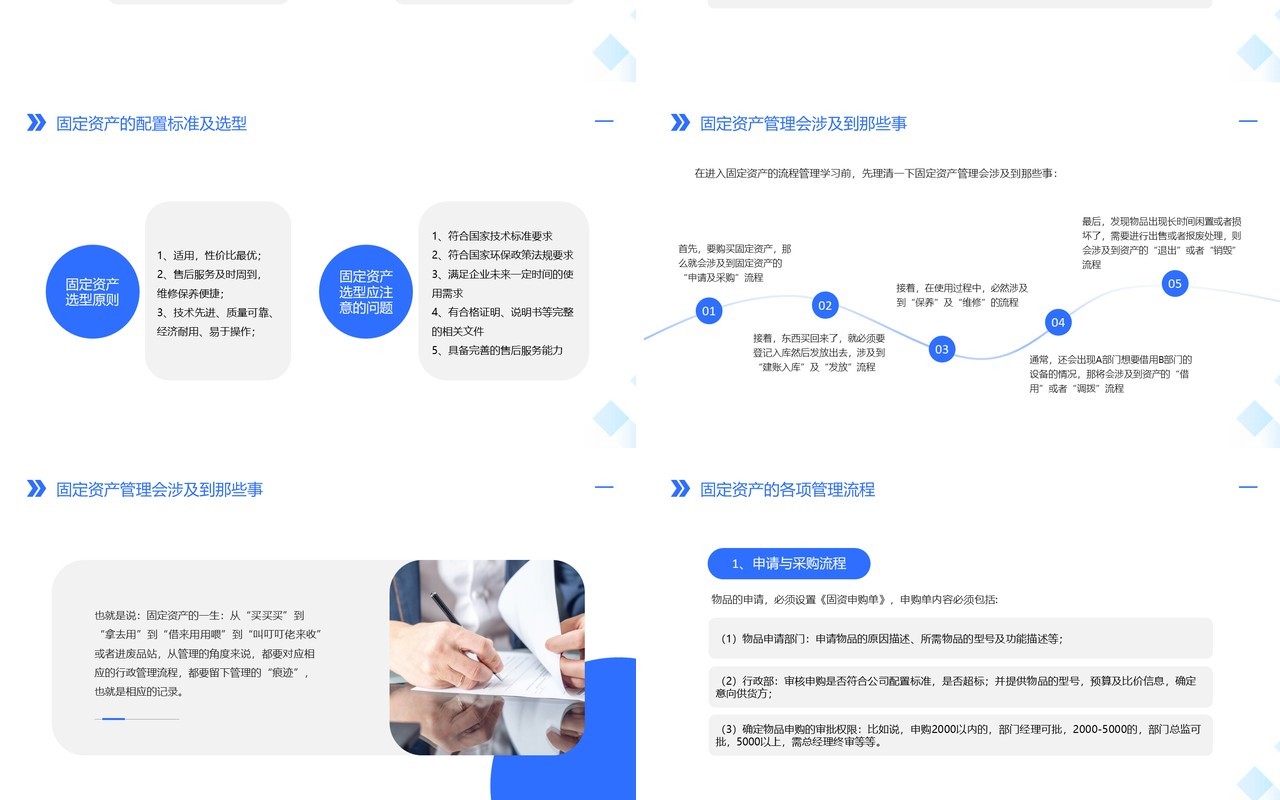 蓝色企业固定资产管理培训PPT模板