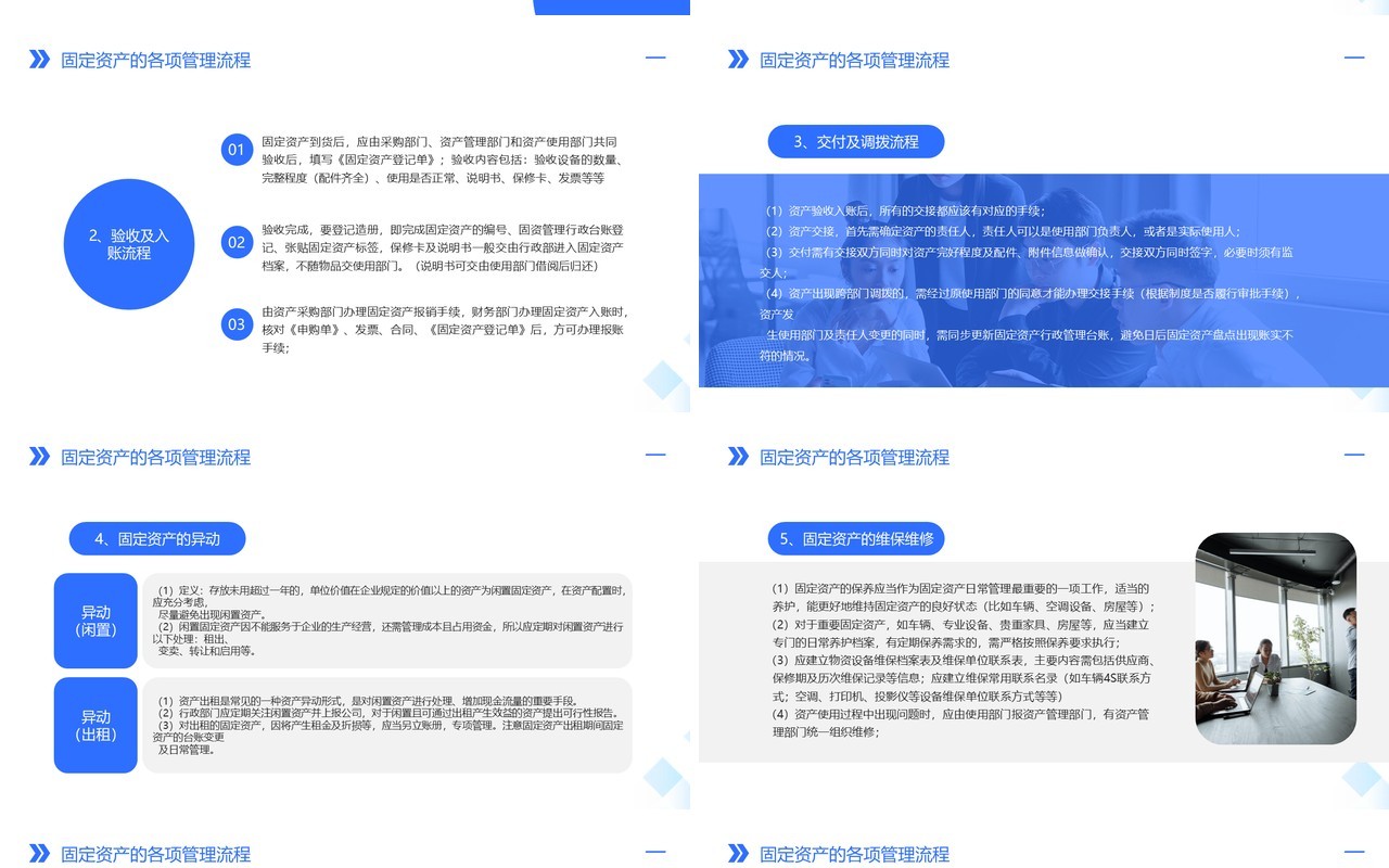 蓝色企业固定资产管理培训PPT模板