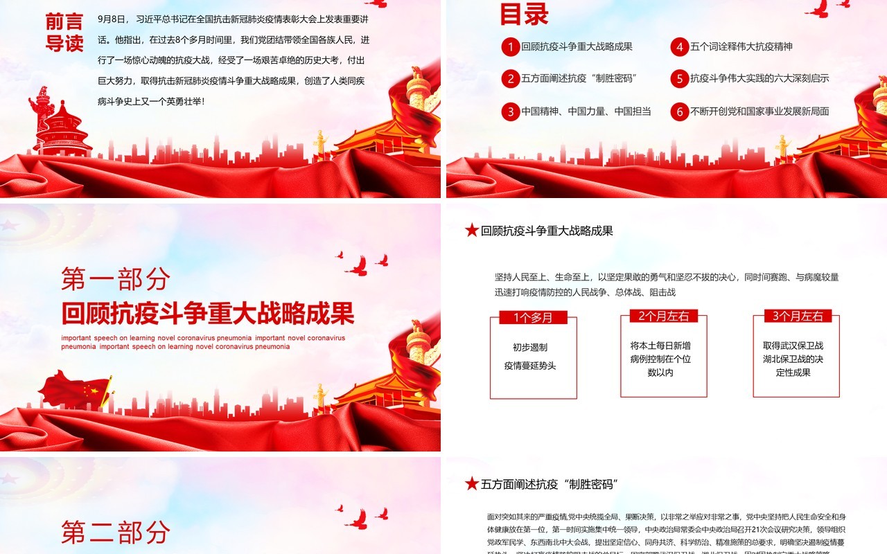 学习全国抗击新冠肺炎疫情表彰大会重要讲话党政党建动态党课PPT模板