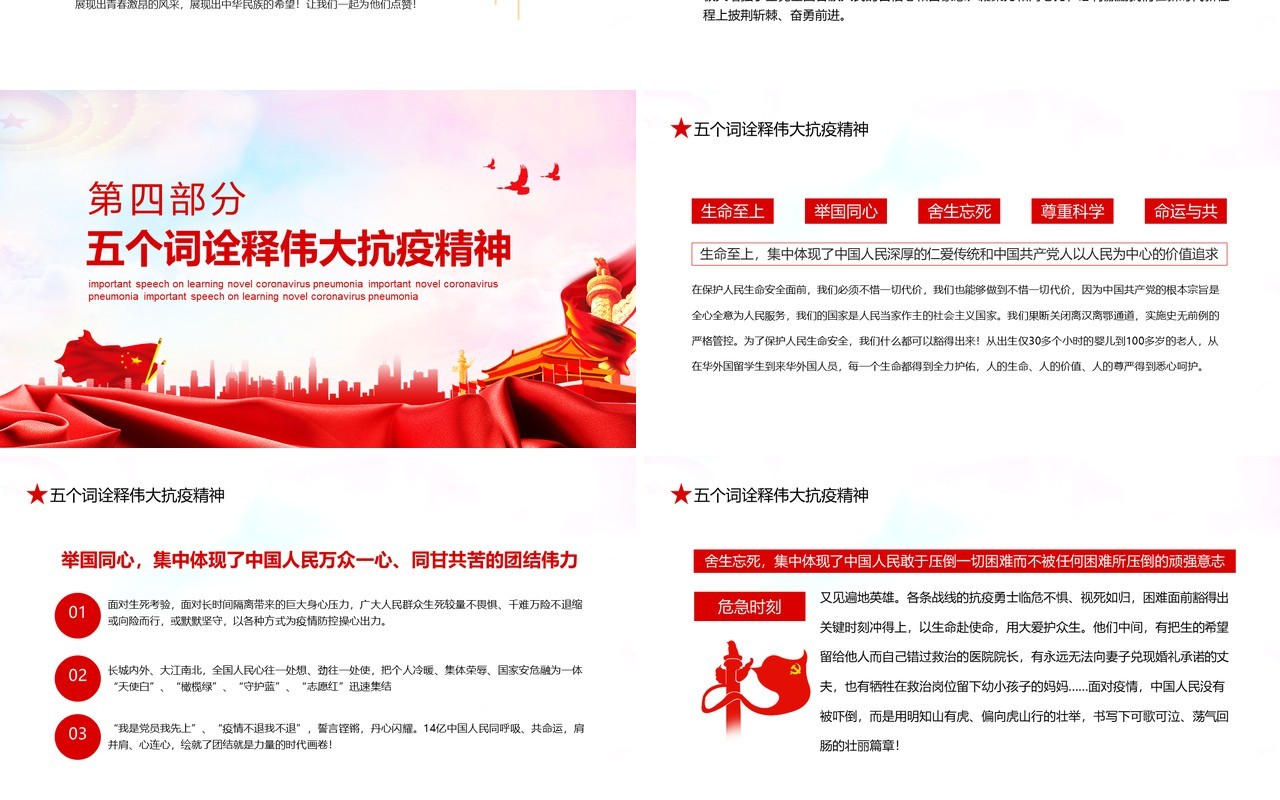 学习全国抗击新冠肺炎疫情表彰大会重要讲话党政党建动态党课PPT模板