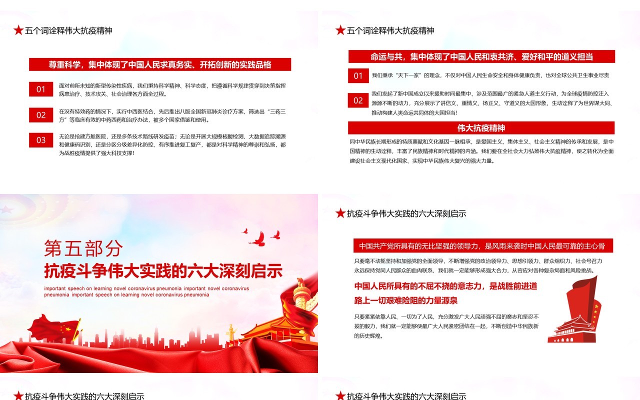 学习全国抗击新冠肺炎疫情表彰大会重要讲话党政党建动态党课PPT模板