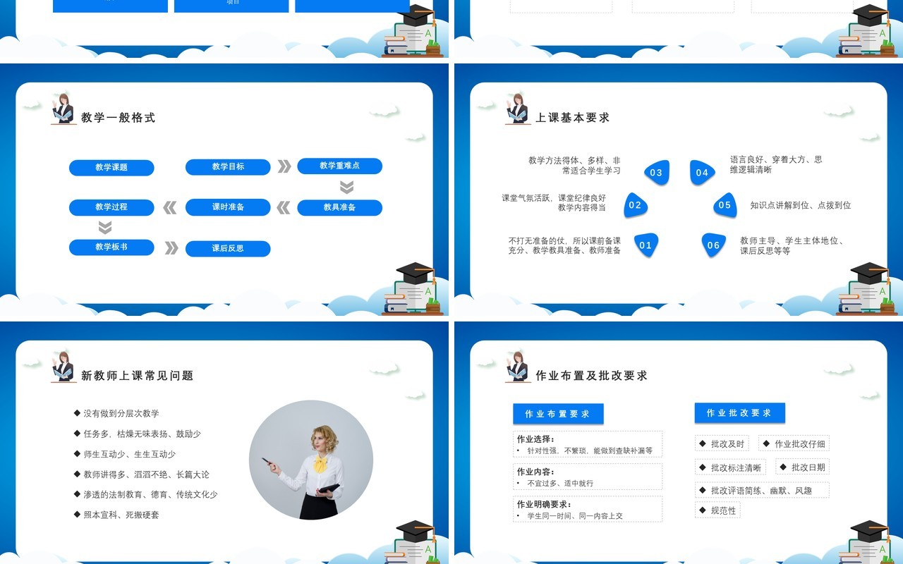 蓝色卡通新教师入职培训课件动态PPT模板