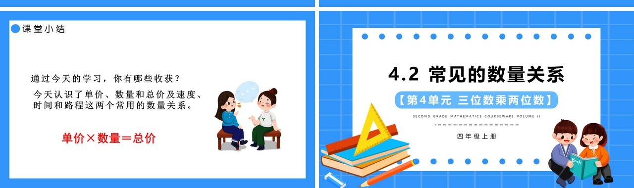 部编版四年级数学上册常见的数量关系课件PPT模板