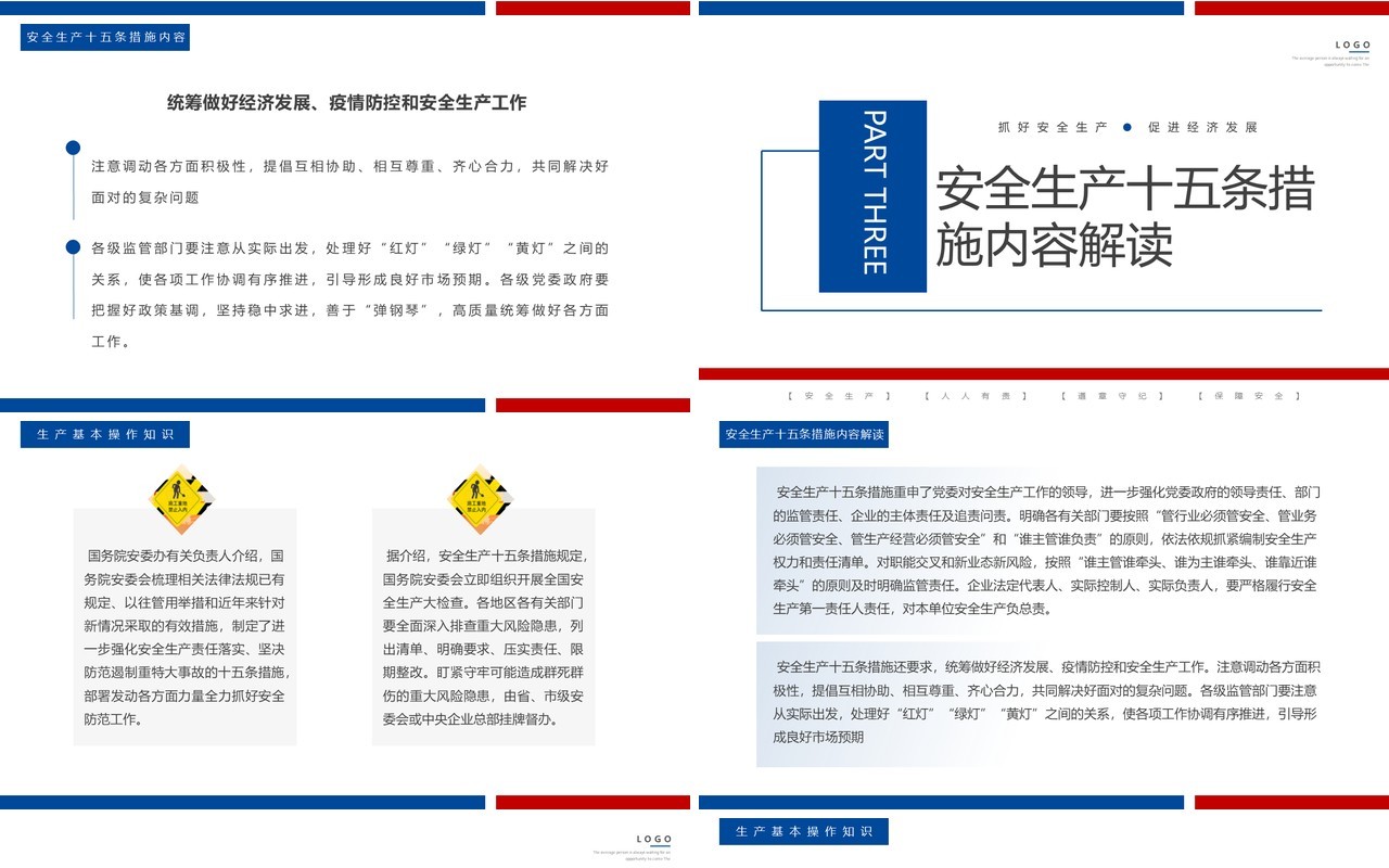红蓝简约安全生产十五条硬措施PPT模板