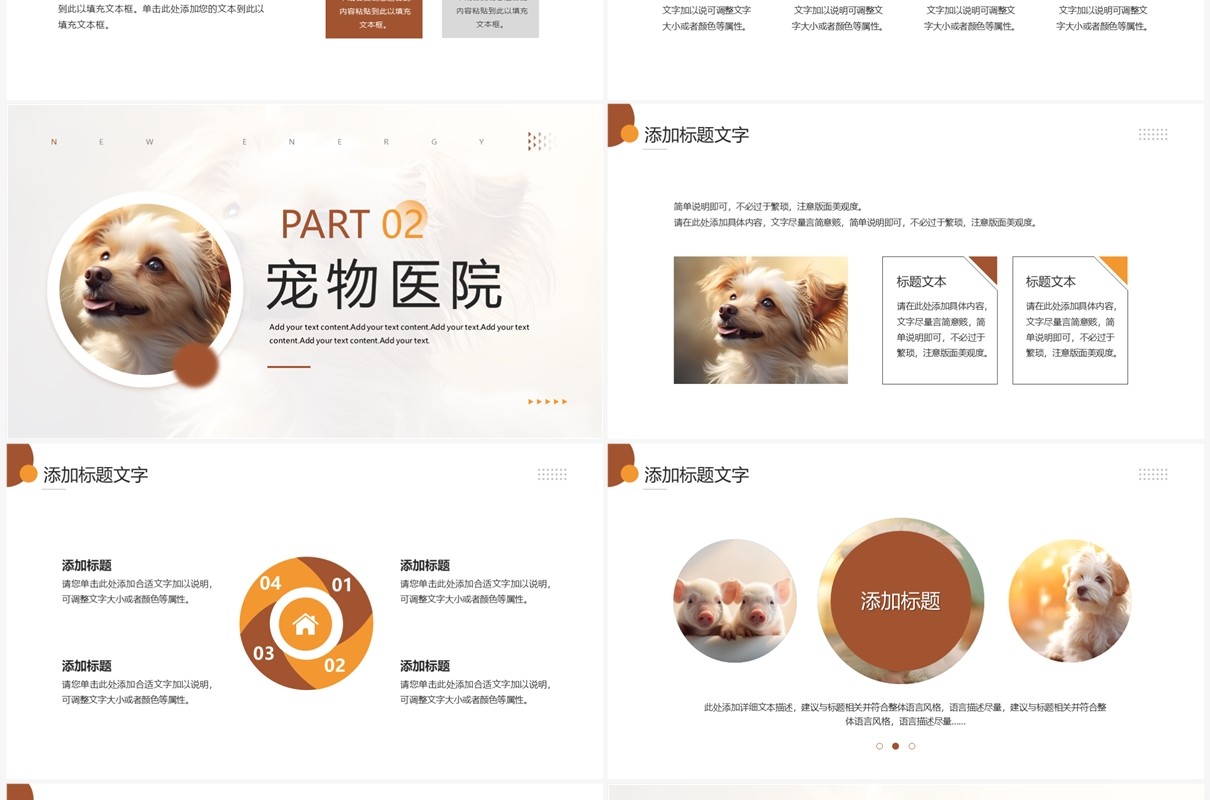 橙色简约风宠物医院项目计划PPT模板
