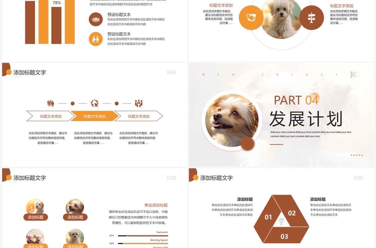 橙色简约风宠物医院项目计划PPT模板
