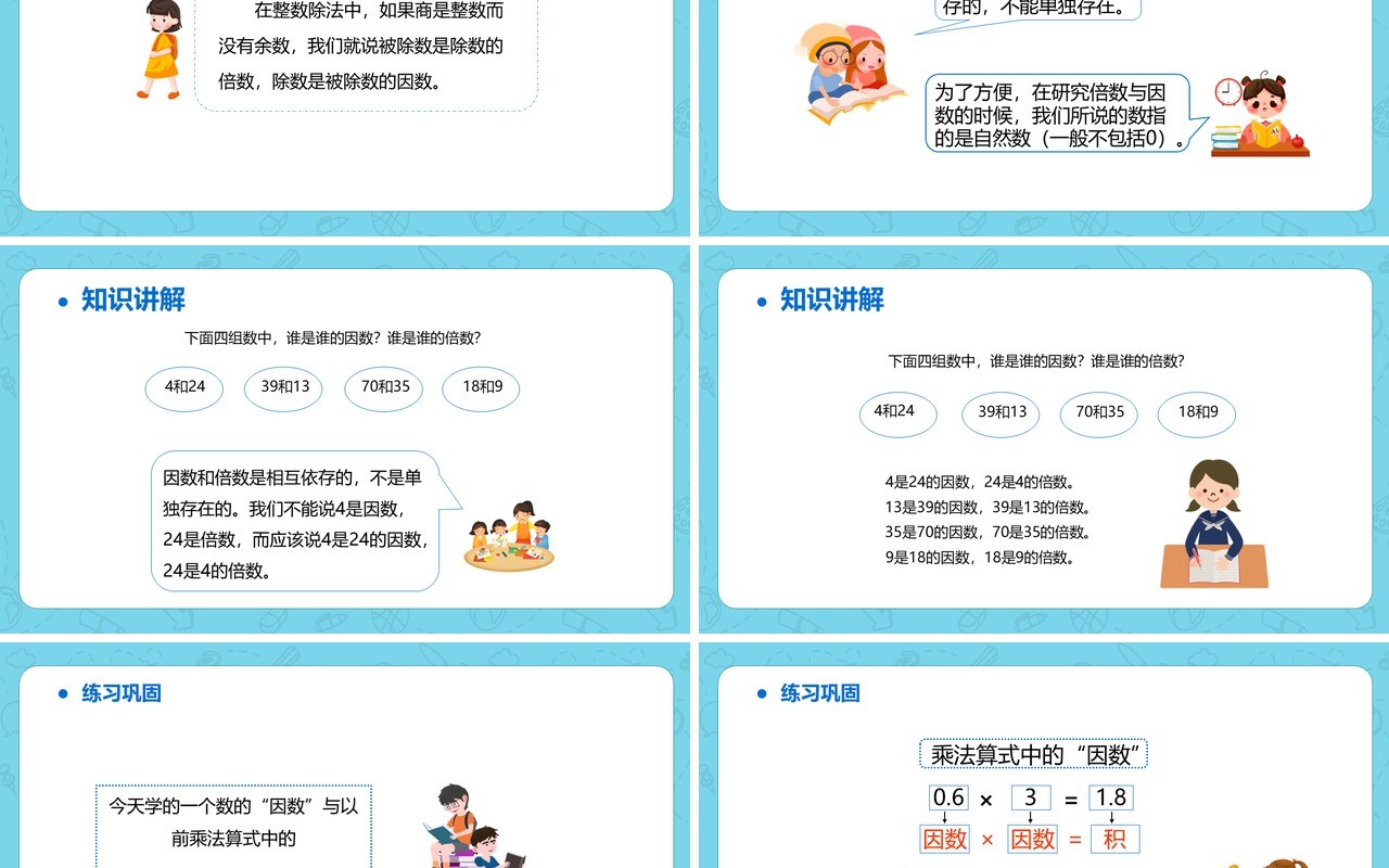 部编版五年级数学下册因数和倍数课件PPT模板