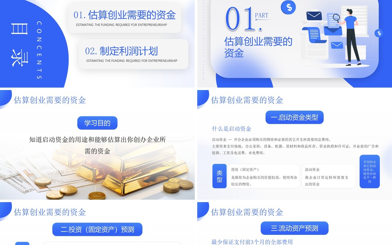 蓝色简约风SYB创业知识培训PPT模板