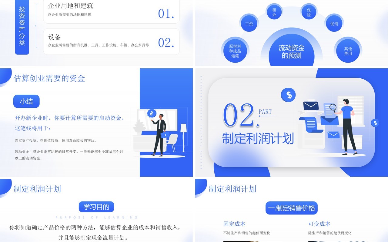 蓝色简约风SYB创业知识培训PPT模板